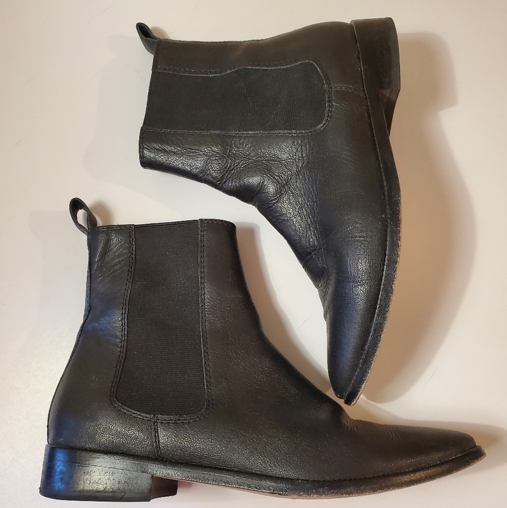 Christy Dawn Black Leather Chelsea Boots Size 8